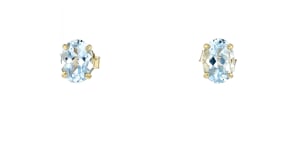 1.20 ct. t.w. Aquamarine Oval Stud Earrings in 14kt Yellow Gold