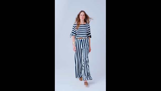 Calça em Viscolinho Listrado Yasmin