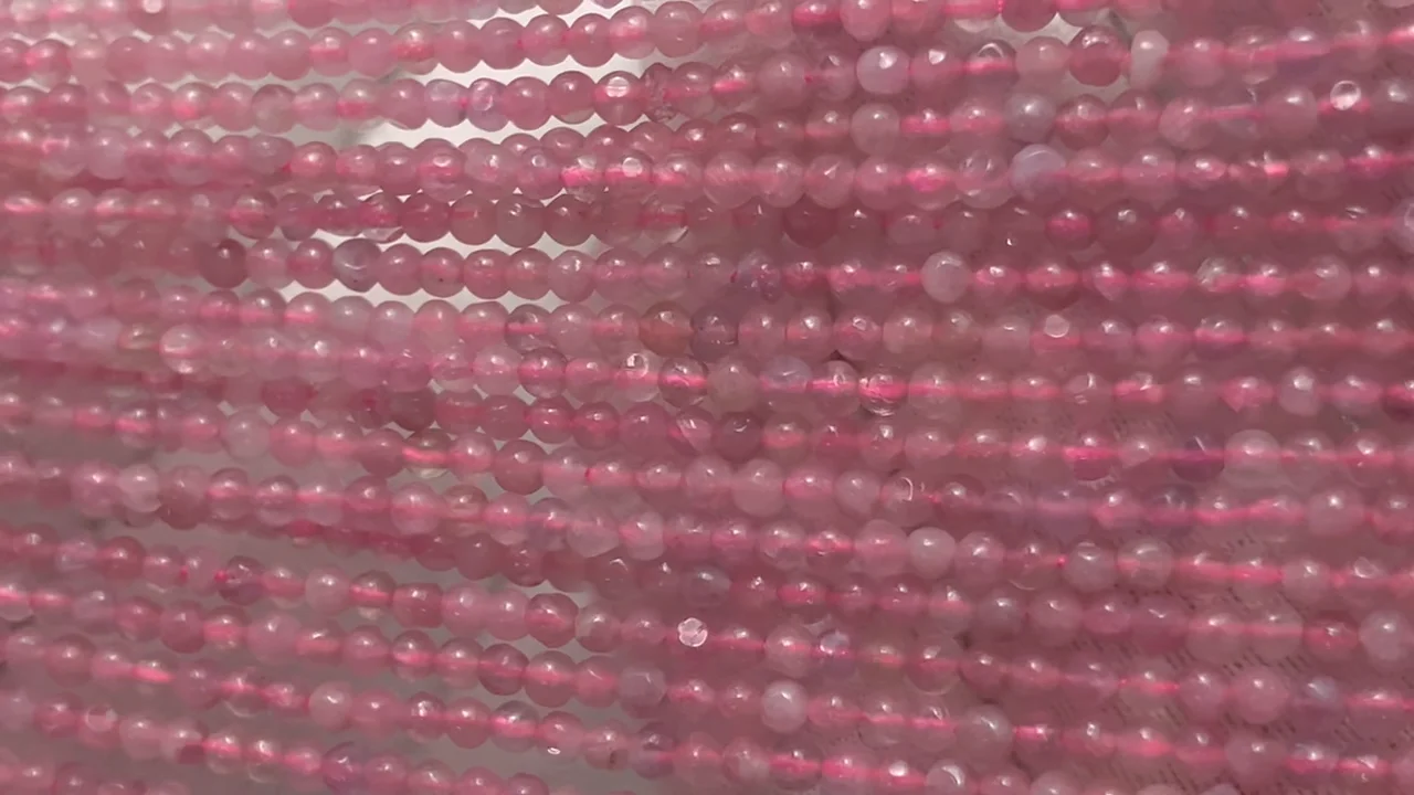 ピンクトルマリン AA 極小ラウンド2mm 1連(約37cm) - 天然石ビーズ