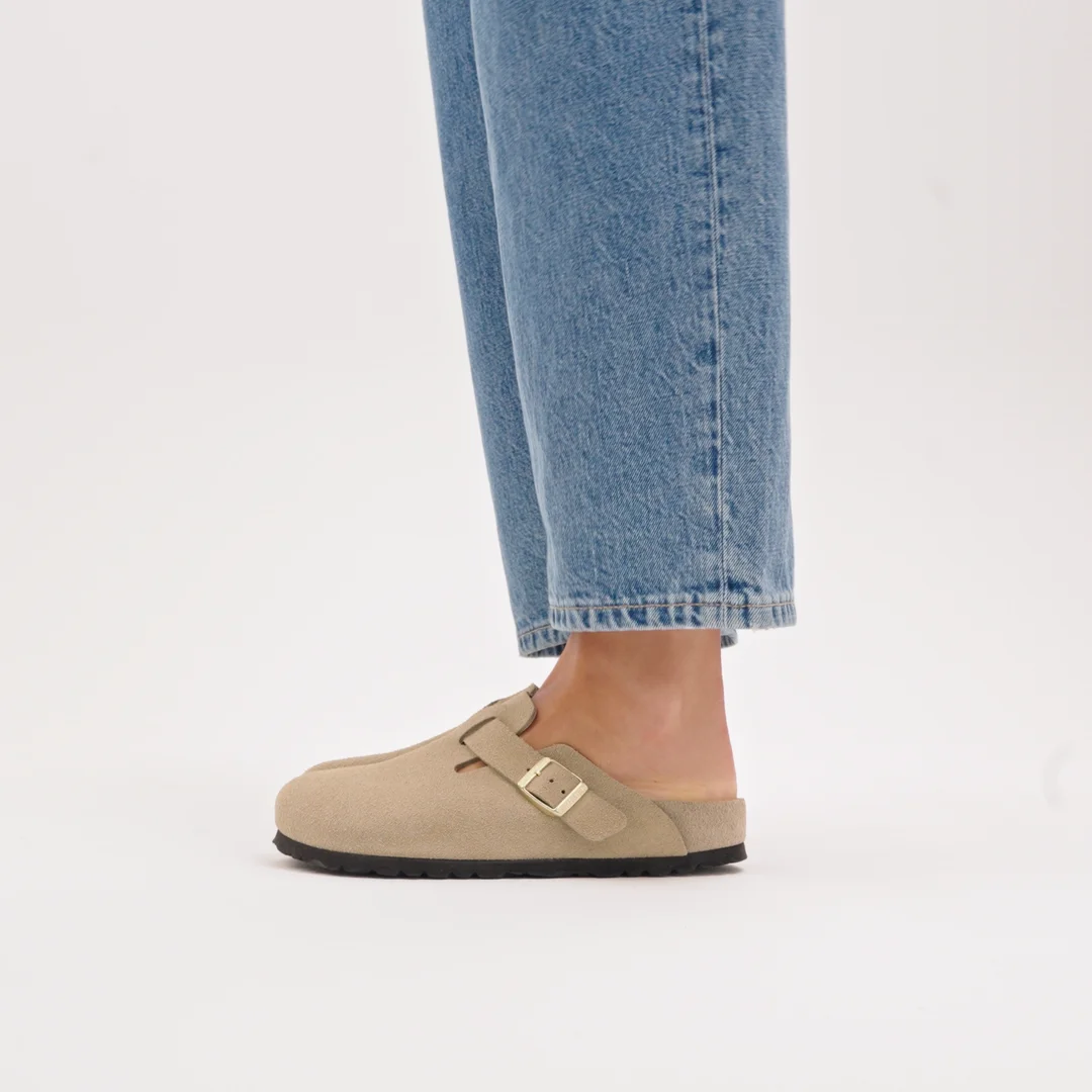 Boston Suede Leather in Color Taupe | BIRKENSTOCK US