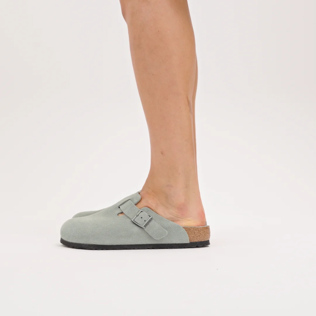 Boston Soft Footbed Suede Leather in Color Pure Sage | BIRKENSTOCK US