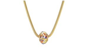 Italian Multicolored Murano Glass Rondelle in 18kt Gold Over Sterling