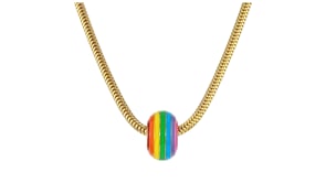 Rainbow Enamel Rondelle in 18kt Gold Over Sterling