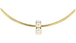 White and Yellow Enamel Daisy Rondelle in 18kt Gold Over Sterling