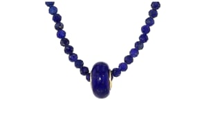 12x6mm Lapis Bead Rondelle in 18kt Gold Over Sterling