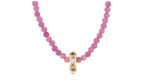 .26 ct. t.w. Diamond and .10 ct. t.w. Rhodolite Garnet Rondelle in 18kt Gold Over Sterling
