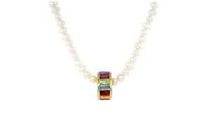 1.70 ct. t.w. Baguette Multi-Gemstone Rondelle in 18kt Gold Over Sterling