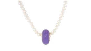 12x6mm Purple Jade Bead Rondelle in 18kt Gold Over Sterling