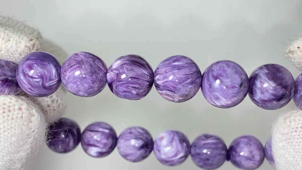 動画】【1点もの】チャロアイトAAA ラウンド9mm 1連(ブレス) NO.207