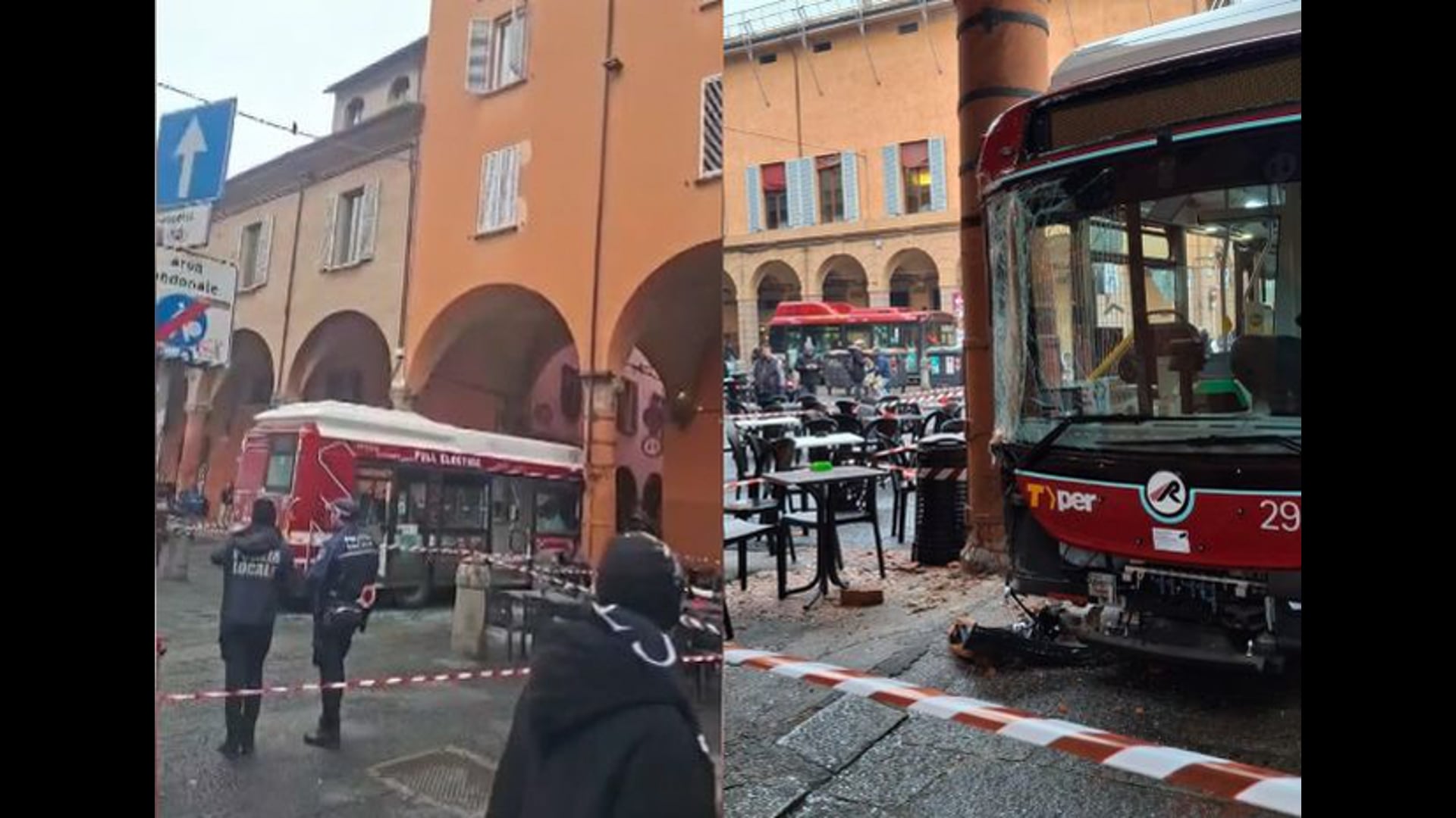 Paura in Piazza Verdi: autobus contro colonna di un palazzo, chiusa via Petroni