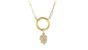 Lab-Grown Diamond Leaf Charm in 14kt Yellow Gold