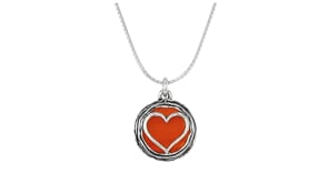 Carnelian Heart Overlay Necklace in Sterling Silver