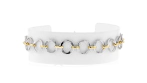 Sterling Silver and 18kt Gold Over Sterling Circle-Link Bracelet