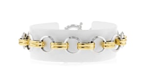 Sterling Silver and 18kt Gold Over Sterling Circle-Link Bracelet