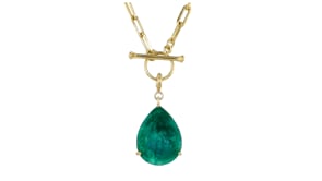 11.00 Carat Pear-Shaped Emerald Charm in 18kt Gold Over Sterling