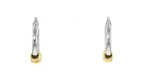 Italian Sterling Silver Hoop Earrings with 18kt Gold Over Sterling Removable Beads