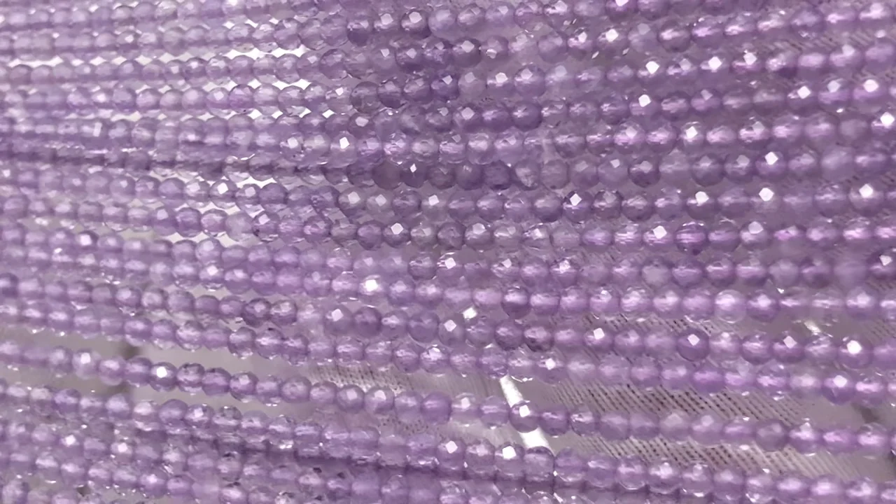 ピンクアメジスト 極小ラウンドカット2mm 1連｜天然石ビーズ・ルース