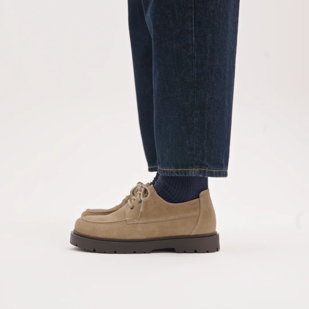 Highwood Moc Lace Suede Leather in Color Gray Taupe  display picture 2