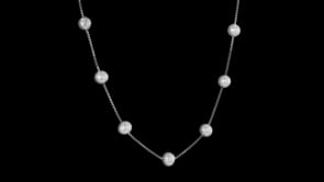 6-6.5mm Cultured Pearl Station Necklace in Sterling Silver