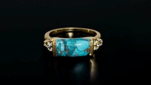 Turquoise and .70 ct. t.w. Sky Blue Topaz Ring in 18kt Gold Over Sterling