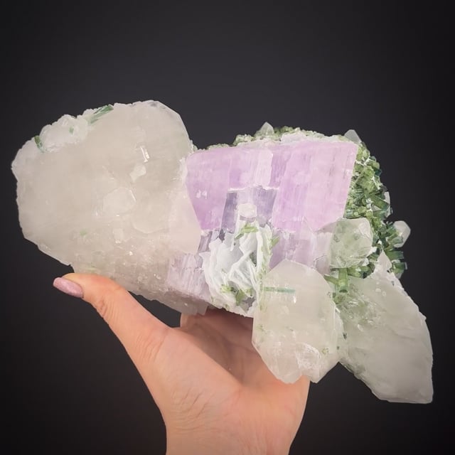 Spodumene var. Kunzite with Tourmaline & Quartz