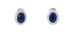 2.30 ct. t.w. Sapphire and .30 ct. t.w. Diamond Stud Earrings In 14kt White Gold