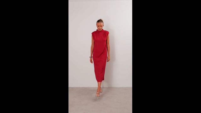 Vestido Midi Gola Alta | Glow - Vermelho