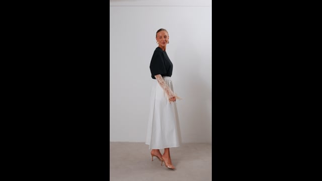 Saia Midi em Tricoline Paper | Positano - Branco