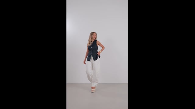 Colete Alongado em 100% Linho | Proa - Off White
