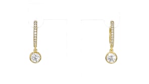 1.00 ct. t.w. Bezel-Set Lab-Grown Diamond Huggie Hoop Drop Earrings in 18kt Gold Over Sterling