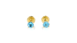 Swiss Blue Topaz Flat-Back Earrings in 14kt Yellow Gold