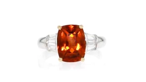 C. 1990 Vintage 3.60 Carat Citrine and .68 ct. t.w. Diamond Ring in 18kt White Gold
