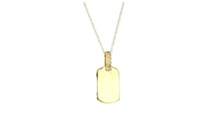 14kt Yellow Gold Personalized Dog Tag Pendant Necklace with Diamonds