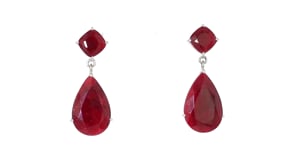 26.50 ct. t.w. Opaque Ruby Drop Earrings in Sterling Silver