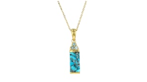 Turquoise Pendant Necklace with .10 ct. t.w. Swiss Blue Topaz in 18kt Gold Over Sterling