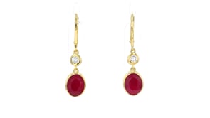5.00 ct. t.w. Ruby Drop Earrings with .33 ct. t.w. Lab-Grown Diamonds in 18kt Gold Over Sterling