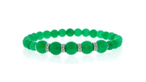 6-8mm Jade Bead and .25 ct. t.w. Diamond Stretch Bracelet with Sterling Silver