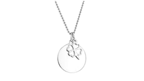 Sterling Silver Personalized Disc Necklace with Clover Charm
