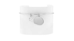 Sterling Silver Personalized Disc Bangle Bracelet with Clover Charm