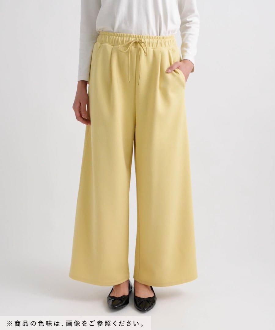 さらっとした春夏仕様♪シワが目立ちにくい]ジョーゼットワイドパンツ