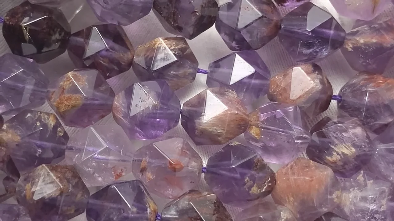 ガーデンアメジスト 20面ラウンドカット10mm 半連/1連｜天然石ビーズの