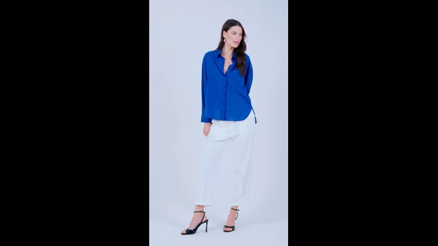 Camisa em Tricoline Azul Sandra