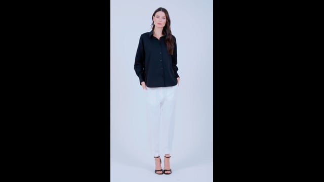 Camisa em Tricoline Preto Sandra