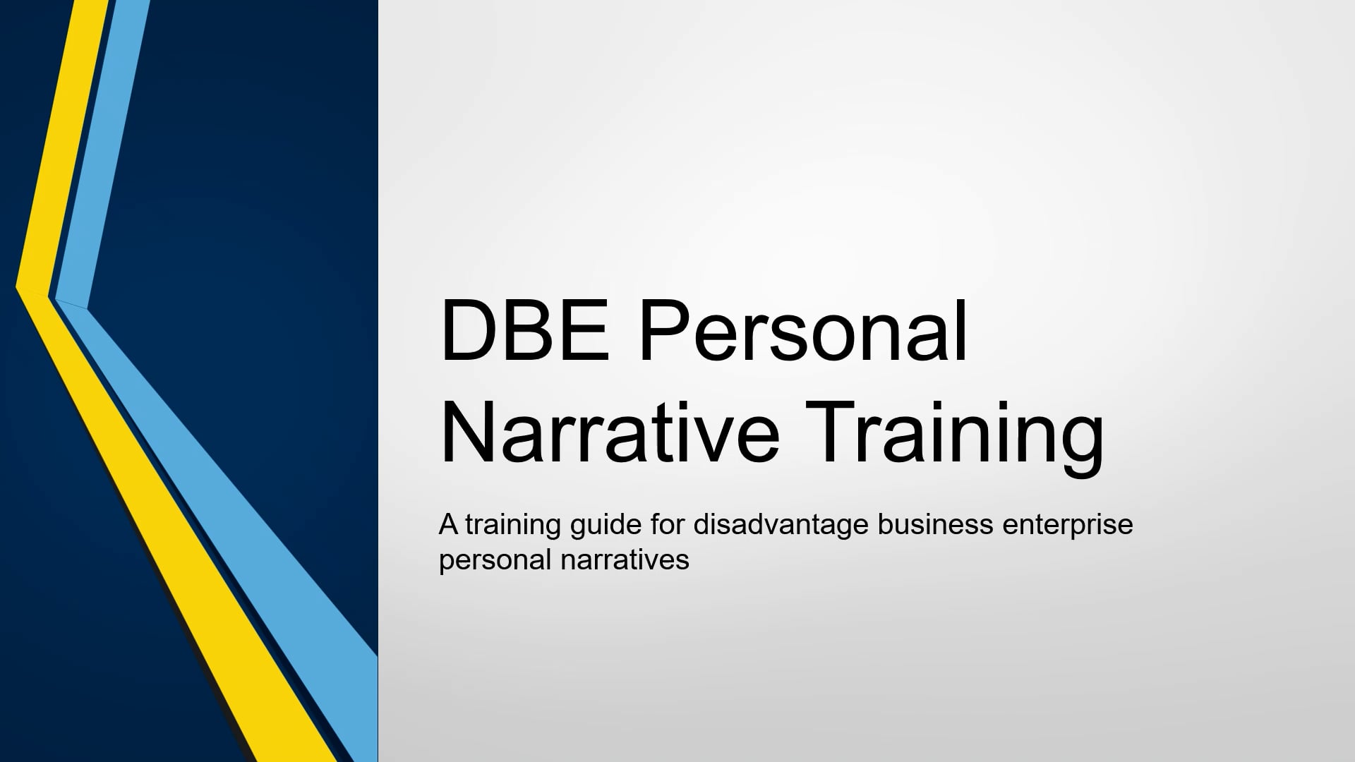 KYTC DBE Personal Narrative Training