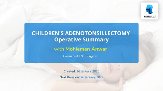 Children's Adenotonsillectomy - Operative Overview
