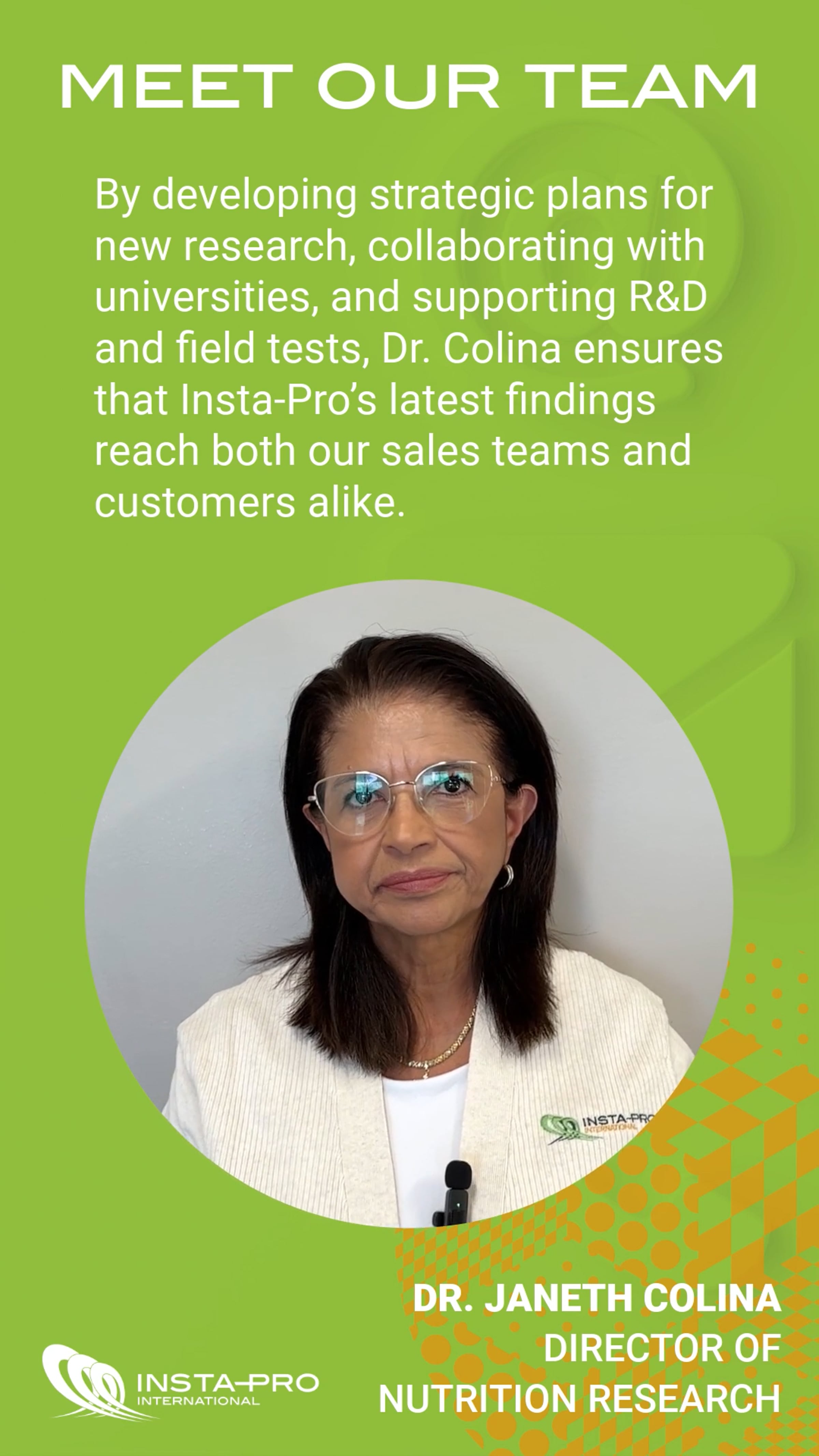 Meet our Team - Janeth Colina, Director of Nutrition Research | Videos ...