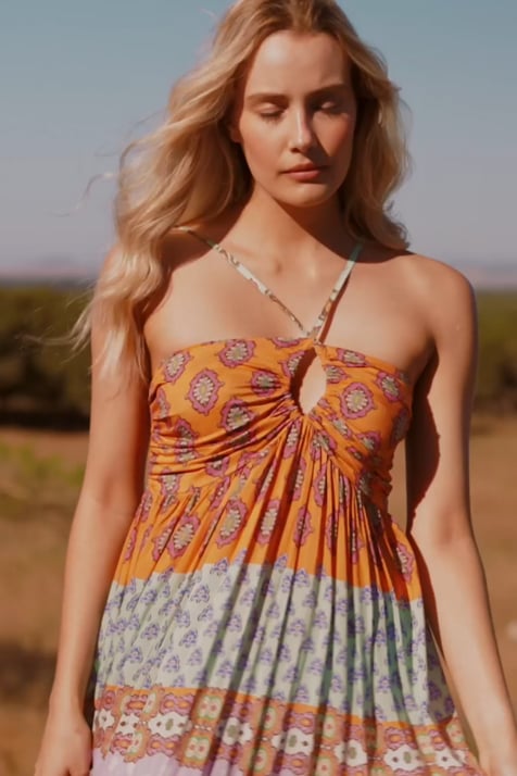 Vidéo: Robe Longue Bahya Modal Imprimé Multicolore