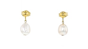 5-6mm Cultured Baroque Pearl and 14kt Yellow Gold Bead Drop Earrings