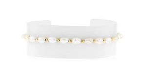 3-4mm Cultured Baroque Pearl and 14kt Yellow Gold Bead Bracelet