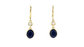 5.00 ct. t.w. Sapphire Drop Earrings with .33 ct. t.w. Lab-Grown Diamonds in 18kt Gold Over Sterling